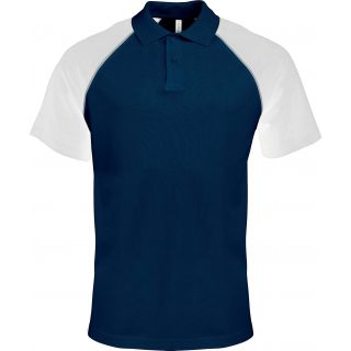 Polo homme bicolore baseball manches courtes K226 - Navy / White