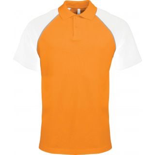 Polo homme bicolore baseball manches courtes K226 - Orange / White