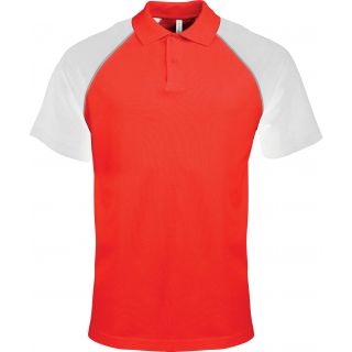 Polo homme bicolore baseball manches courtes K226 - Red / White