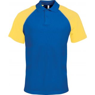 Polo homme bicolore baseball manches courtes K226 - Royal Blue / Yellow