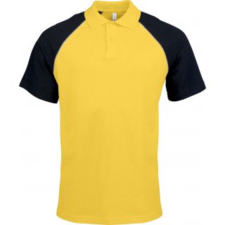 Polo homme bicolore baseball manches courtes K226 - Yellow / Black