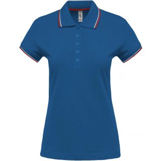 Polo femme manches courtes K251 - Light Royal Blue / Red / White