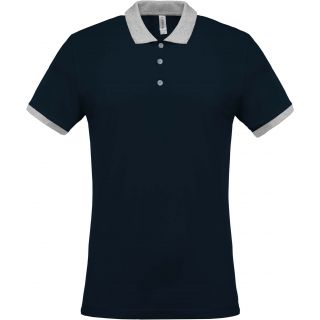 Polo homme piqué bicolore K258 - Navy / Oxford Grey