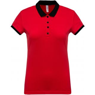 Polo femme piqué bicolore K259 - Red / Black