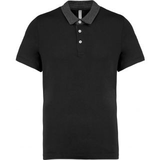 Polo homme jersey bicolore K260 - Black / Dark Grey Heather