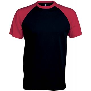 T-shirt bicolore manches courtes baseball K330 - Black / Red