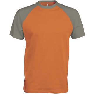 T-shirt bicolore manches courtes baseball K330 - Orange / Light Grey