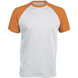 T-shirt bicolore manches courtes baseball K330 - White / Orange