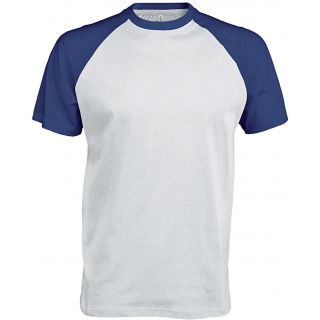 T-shirt bicolore manches courtes baseball K330 - White / Royal Blue