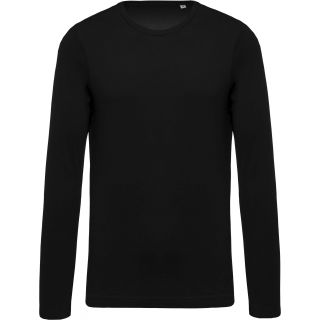 T-shirt homme coton bio col rond manches longues K372 - Black