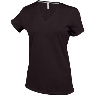 T-shirt femme manches courtes col V K381 - Chocolate