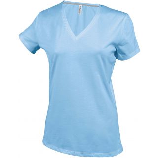 T-shirt femme manches courtes col V K381 - Sky Blue