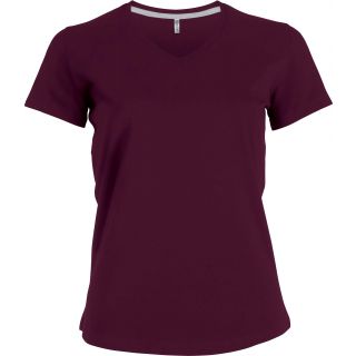 T-shirt femme manches courtes col V K381 - Wine