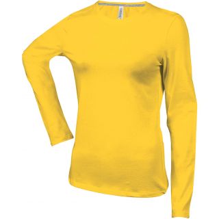 T-shirt femme manches longues col rond K383 - Yellow