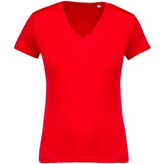 T-shirt femme coton bio col V K396 - Red