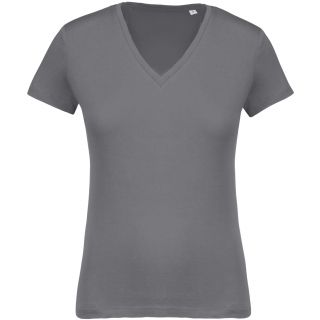 T-shirt femme coton bio col V K396 - Storm Grey