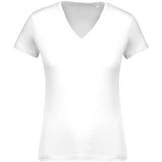T-shirt femme coton bio col V K396 - White