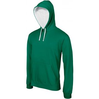 Sweat-shirt homme à capuche contrastée K446 - Light Kelly Green / White