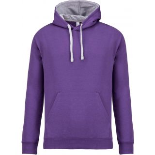 Sweat-shirt homme à capuche contrastée K446 - Purple / Oxford Grey