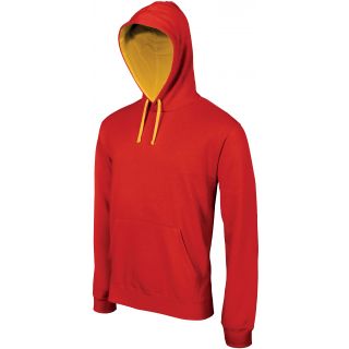 Sweat-shirt homme à capuche contrastée K446 - Red / Yellow