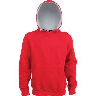 Sweat-shirt enfant à capuche contrastée K453 - Red / White