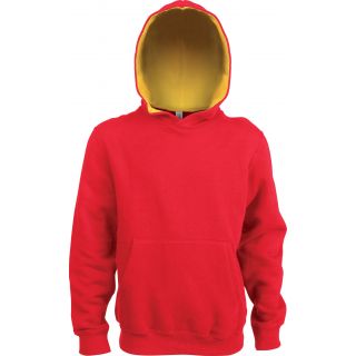 Sweat-shirt enfant à capuche contrastée K453 - Red / Yellow