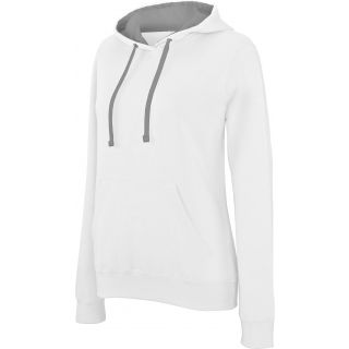 Sweatshirt femme capuche contrastée K465 - White / Fine Grey