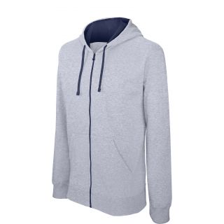 Sweat-shirt homme zippé capuche contrastée K466 - Oxford Grey / Navy