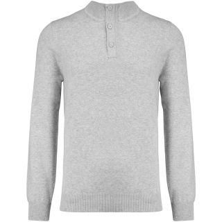 Pullover premium col boutonné K983 - Light grey heather
