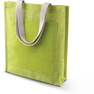 Sac shopping en toile de jute KI0221 - Lime Green - 38 x 42 x 10 cm