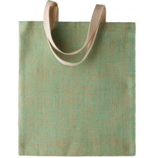 Sac en toile de jute teint 100% naturel KI0226 - Natural / Water Green-One Size