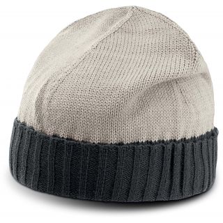 Bonnet à revers KP508 - Beige / Dark Grey-One Size