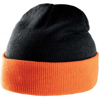 Bonnet bicolore avec revers KP514 - Black / Orange