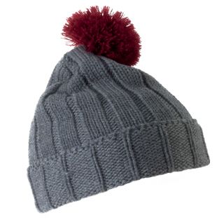 Bonnet Pompon KP519 - Grey / Burgundy