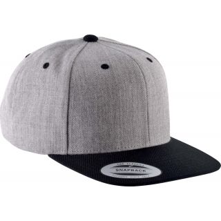 Casquette 6 panneaux visière plate KP910 - Heather Grey / Black