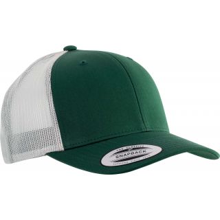 Casquette 6 panneaux Trucker modèle rétro KP912 - Forest Green / Light Grey