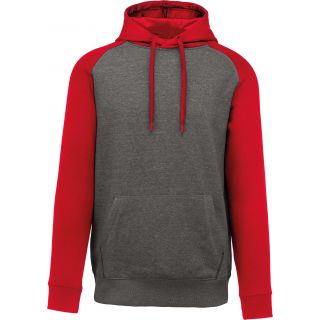 Sweat-shirt enfant bicolore capuche PA370 - Grey Heather / Sporty Red