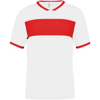 Maillot enfant polyester manches courtes PA4001 - White / Sporty Red