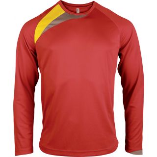 T-shirt unisexe manches longues sport PA408 - Sporty Red / Sporty Yellow / Storm Grey
