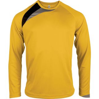 T-shirt unisexe manches longues sport PA408 - Sporty Yellow / Black / Storm Grey