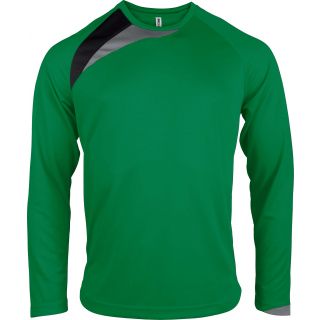 T-shirt enfant manches longues sport PA409 - Green / Black / Storm Grey