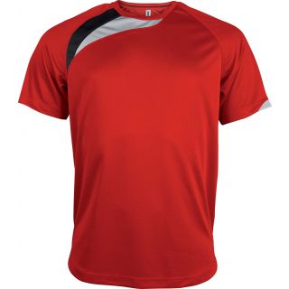 T-shirt unisexe manches courtes sport PA436 - Sporty Red / Black / Storm Grey
