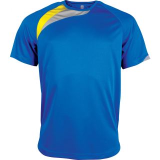 T-shirt unisexe manches courtes sport PA436 - Sporty Royal Blue / Sporty Yellow / Storm Grey