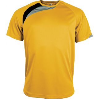 T-shirt unisexe manches courtes sport PA436 - Sporty Yellow / Black / Storm Grey