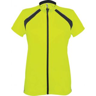 Maillot cycliste femme zippé manches courtes PA448 - Fluorescent Yellow / Black -