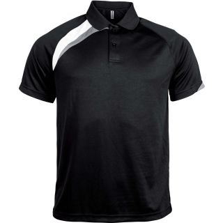 Polo sport manches courtes unisexe PA457 - Black / White / Storm Grey