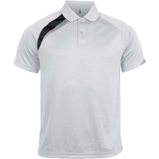 Polo sport manches courtes unisexe PA457 - White / Black / Storm Grey