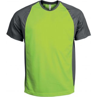 T-shirt sport bicolore manches courtes unisexe PA467 - Lime / Dark Grey