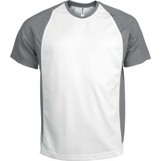 T-shirt sport bicolore manches courtes unisexe PA467 - White / Fine Grey