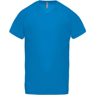 T-shirt homme polyester col V manches courtes PA476 - Aqua Blue